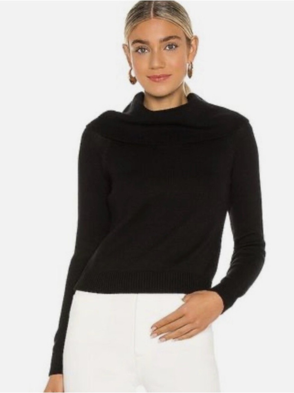 525 America Size Large Cotton Blend Fold Over Lightweight Sweater